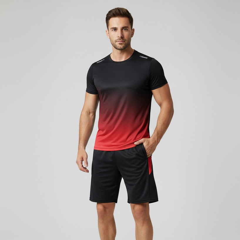 Men's Sport Set Made of Breathable Fabric (T-Shirt + Shorts)