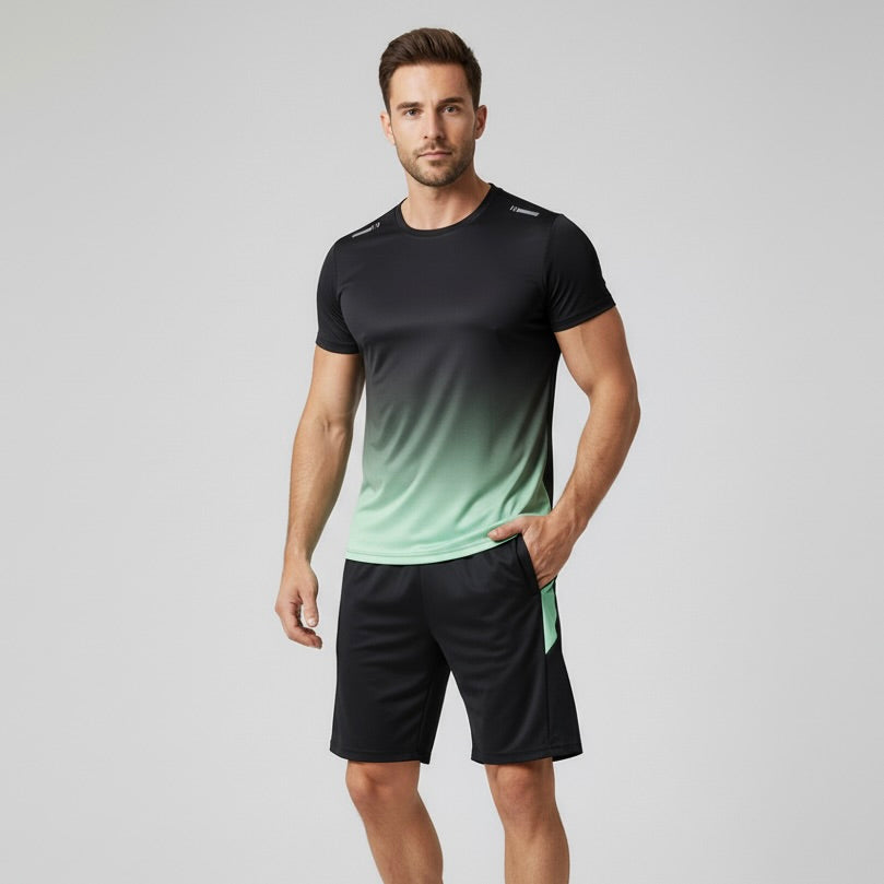 Herren Sportset aus Atmungsaktivem Stoff (T‑Shirt + Shorts)