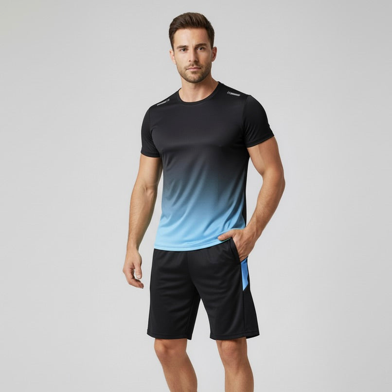 Men's Sport Set Made of Breathable Fabric (T-Shirt + Shorts)