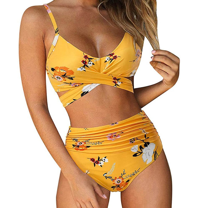 Women's High-Waist Bikini Set with Comfortable, Shaping Line