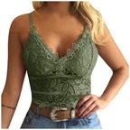 Damen Mesh Top mit Verstellbaren Trägern und V‑Ausschnitt