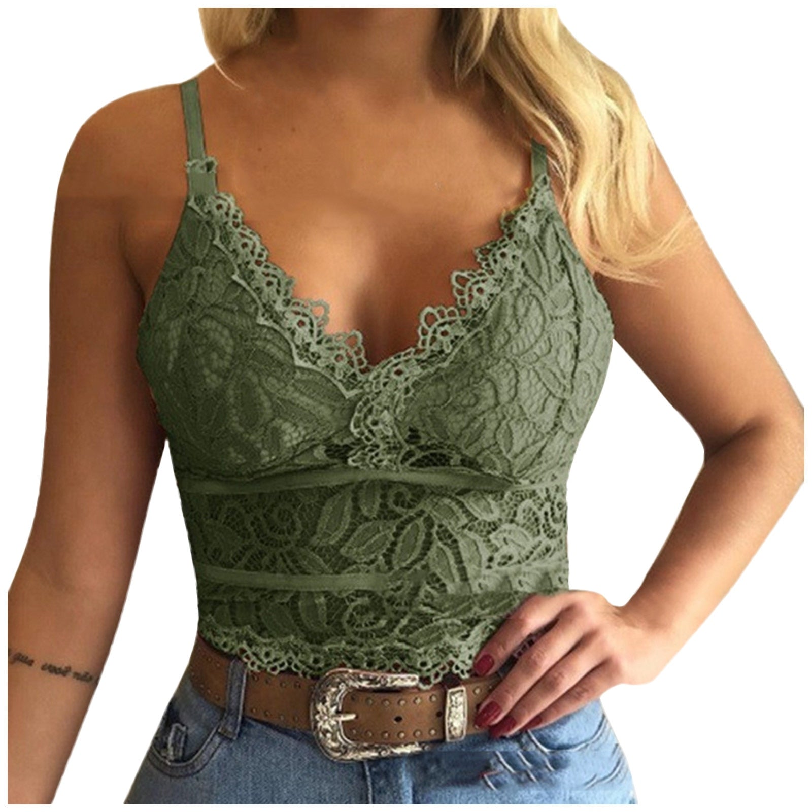 Damen Mesh Top mit Verstellbaren Trägern und V‑Ausschnitt