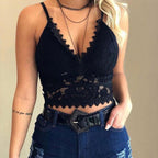 Damen Mesh Top mit Verstellbaren Trägern und V‑Ausschnitt