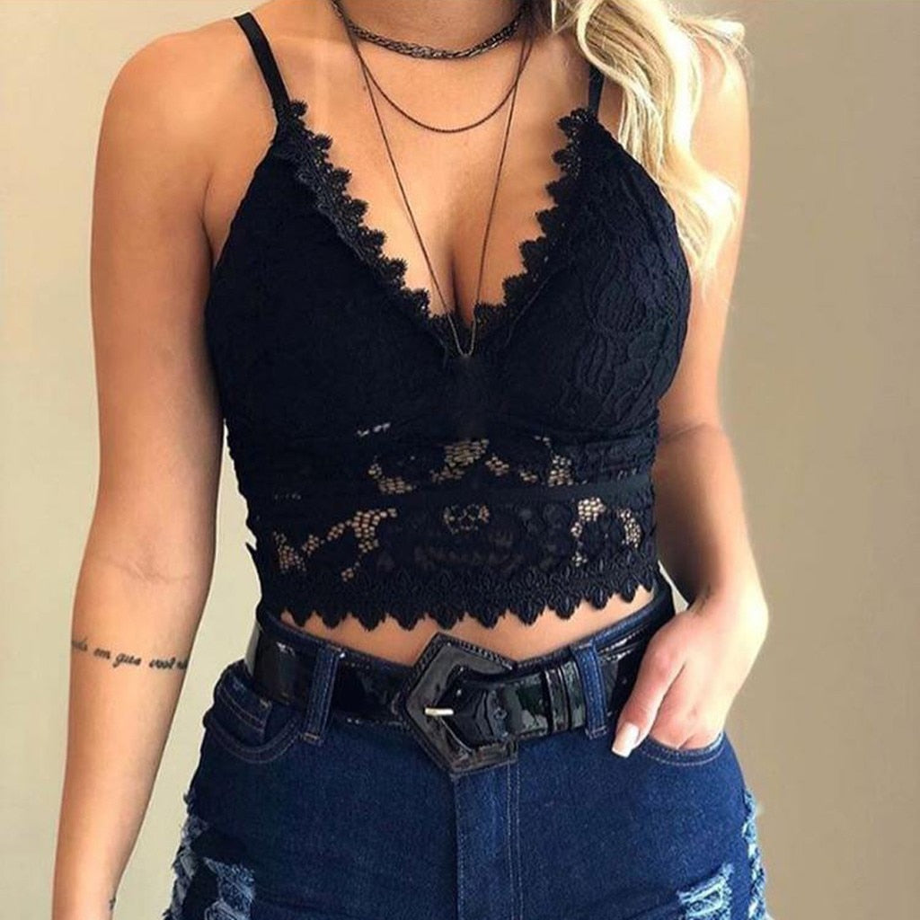 Damen Mesh Top mit Verstellbaren Trägern und V‑Ausschnitt