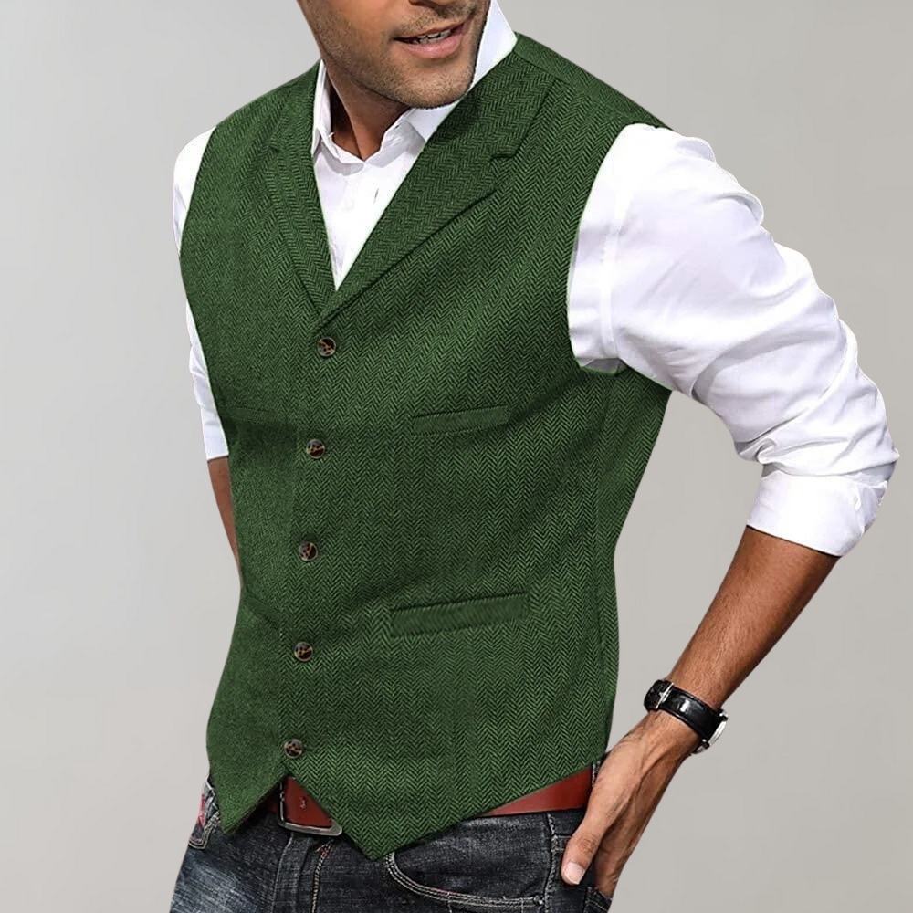 Męska Kamizelka z Klasyczną Konstrukcją i Praktycznymi Kieszeniami