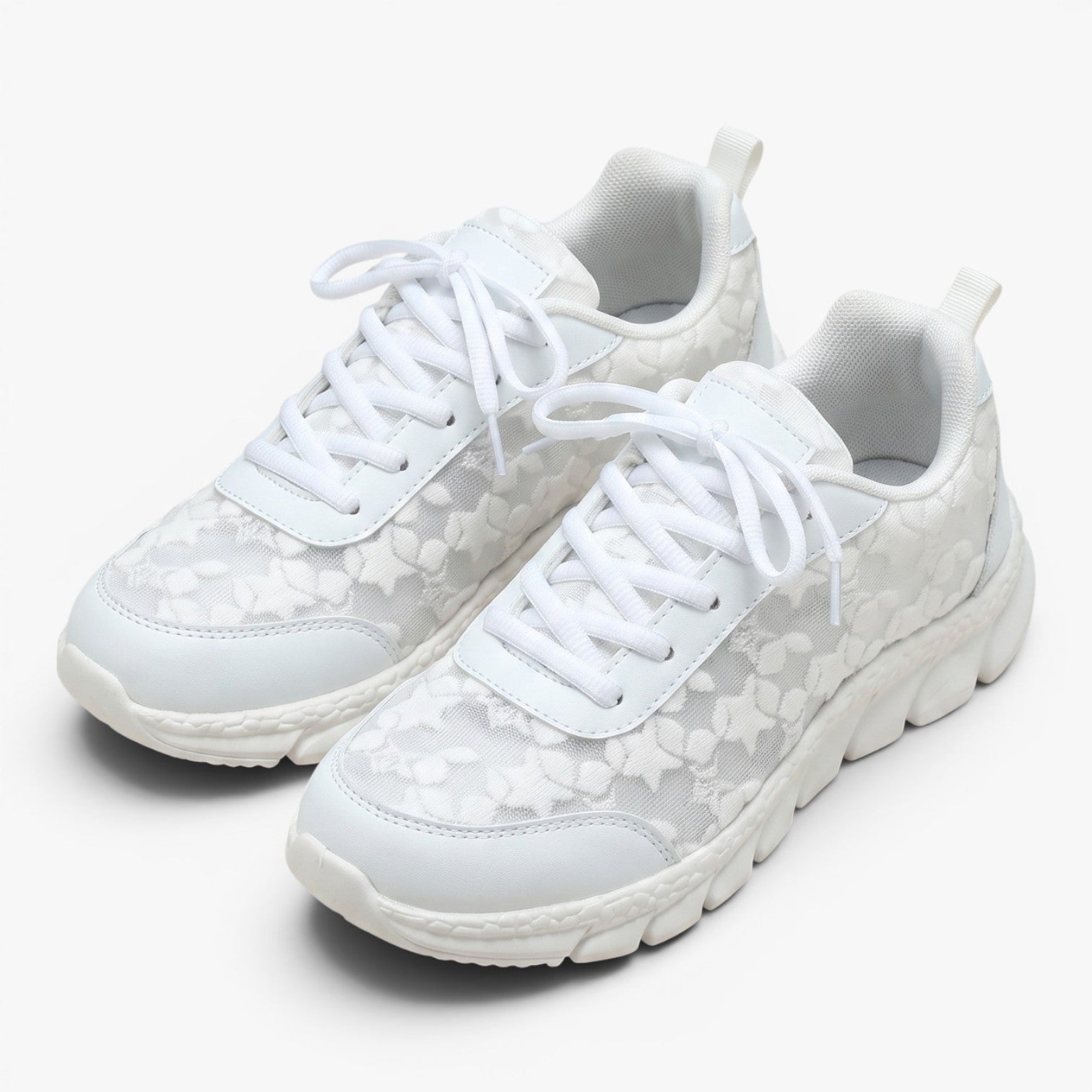 Damskie Sneakersy Koronkowe na Grubej Podeszwie