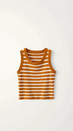 Kurzes Damen-Tanktop mit Rippstrick und maritimen Streifen 3