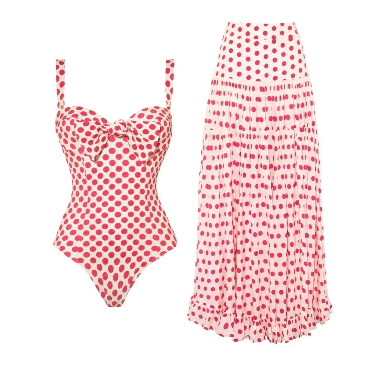 Women's Two-Piece Set with Fitted Suit and Layered Maxi Skirt