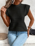 Damen Stricktop mit Stehkragen und strukturierter Oberfläche