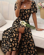 Damen Midikleid mit gerafftem Oberteil und seitlichem Schlitz