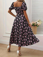 Damen Midikleid mit gerafftem Oberteil und seitlichem Schlitz