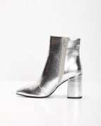 Damen Stiefeletten mit breitem Absatz und metallischem Finish