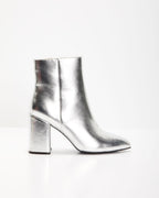 Damen Stiefeletten mit breitem Absatz und metallischem Finish