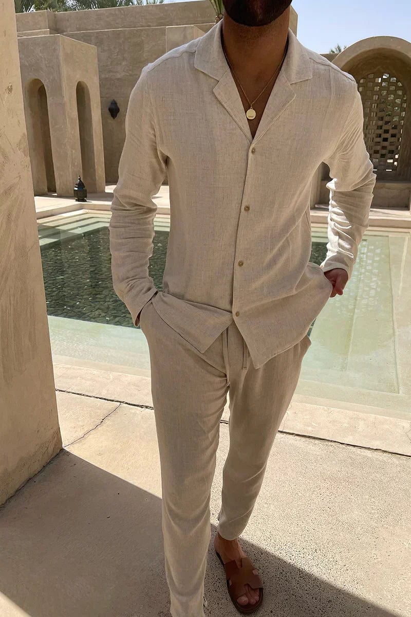 Men's Linen Summer Set Lightweight Breathable Comfortable for Summer