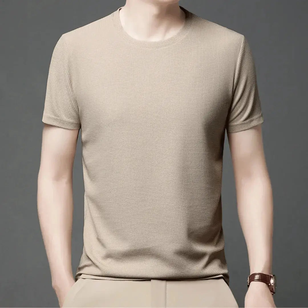 Męski Teksturowany T‑Shirt o Eleganckim Wykończeniu