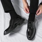 Męskie Eleganckie Derby Lakierowane o Klasycznej Linii