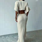 Women's Maxi Dress with Front Tie, Cutout, and Fitted Top