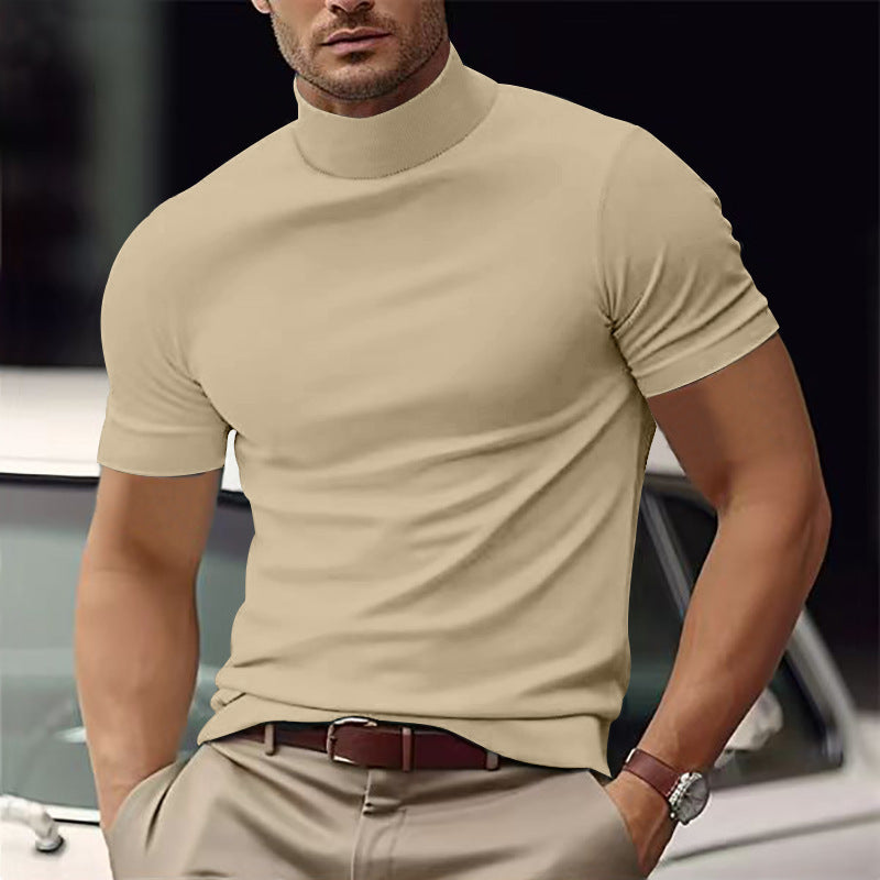 Męska Koszulka Turtleneck z Krótkimi Rękawami