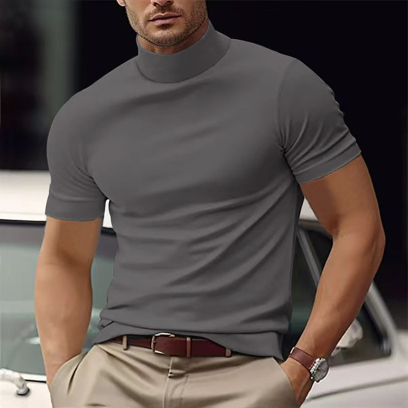 Męska Koszulka Turtleneck z Krótkimi Rękawami