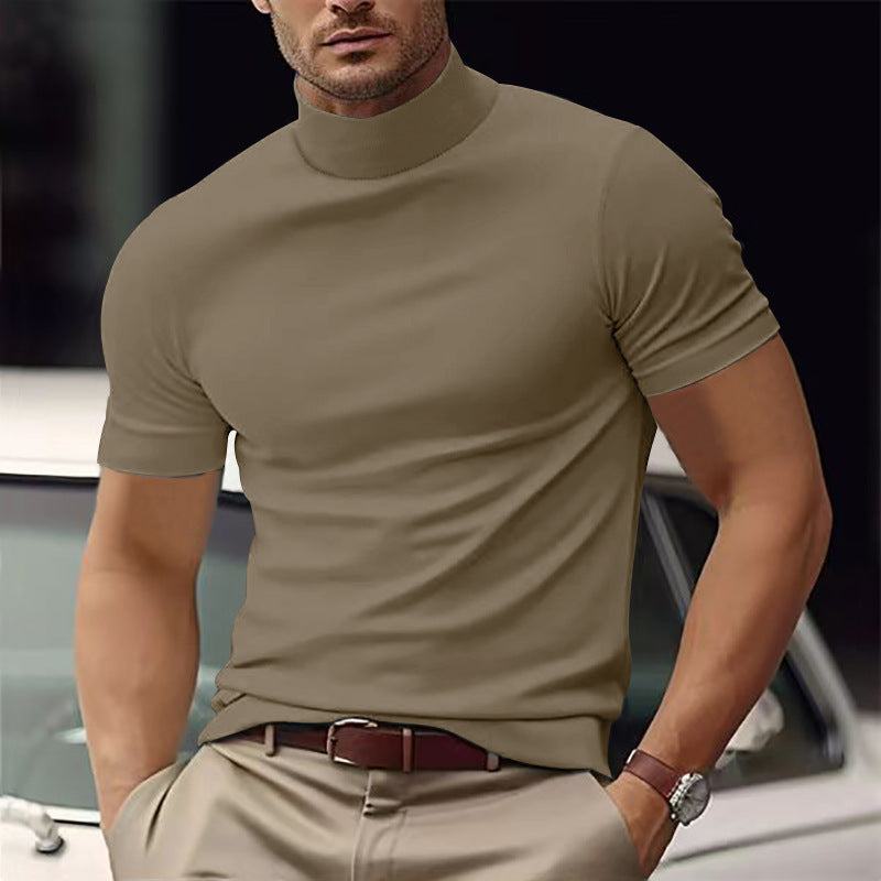 Męska Koszulka Turtleneck z Krótkimi Rękawami