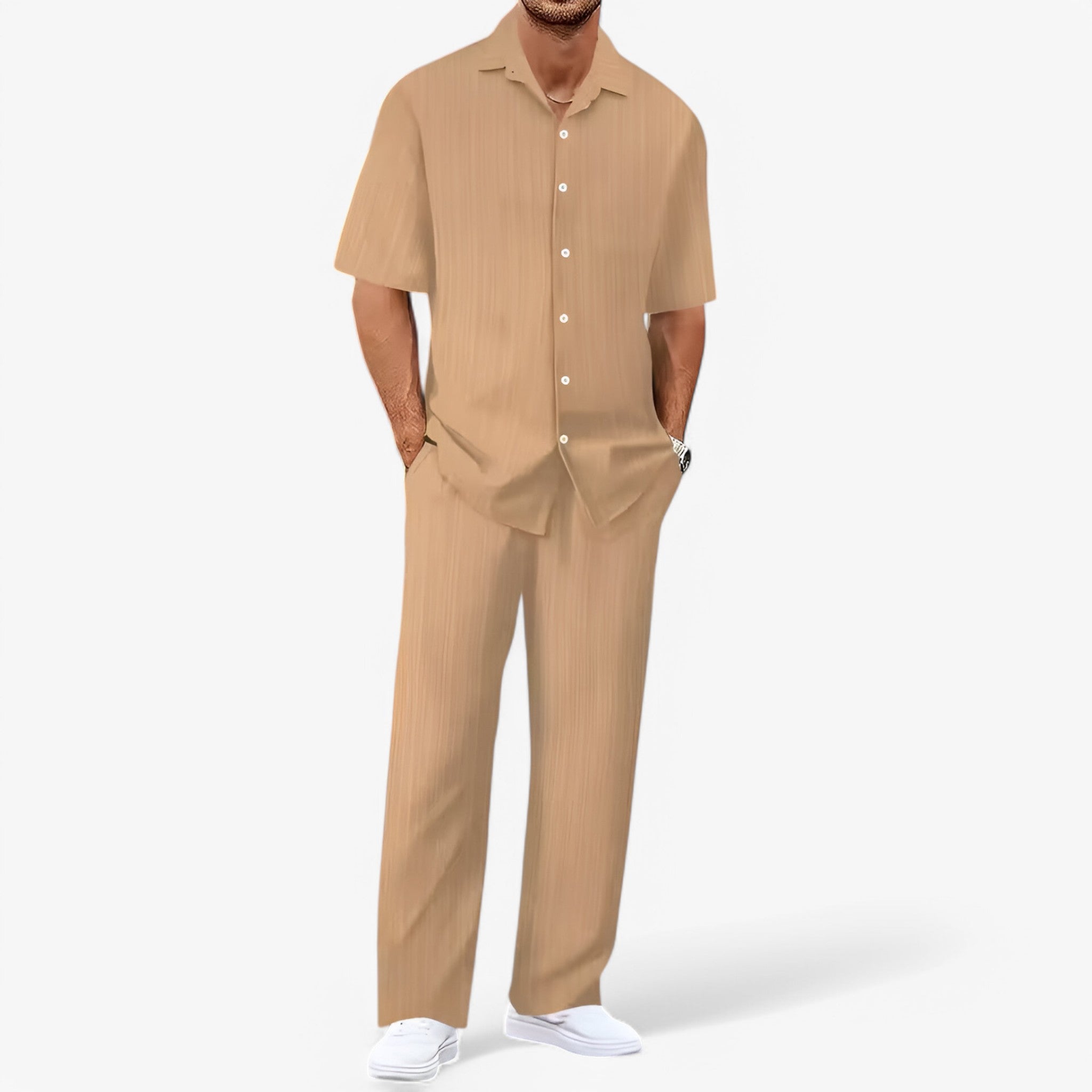 Men's Business Casual Set with Shirt and Pants in an Elegant, Modern Style