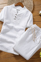 Herren Sommerliches Leinen Set mit Luftigem Hemd und Hose