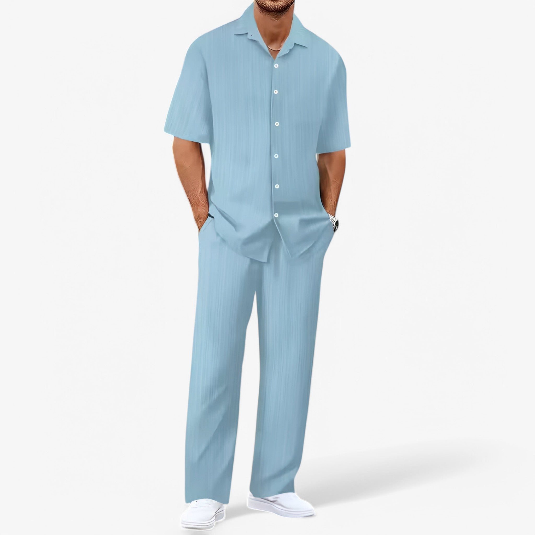 Men's Business Casual Set with Shirt and Pants in an Elegant, Modern Style