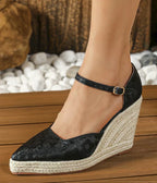 Damskie Espadryle na Koturnie z Regulowanym Paskiem