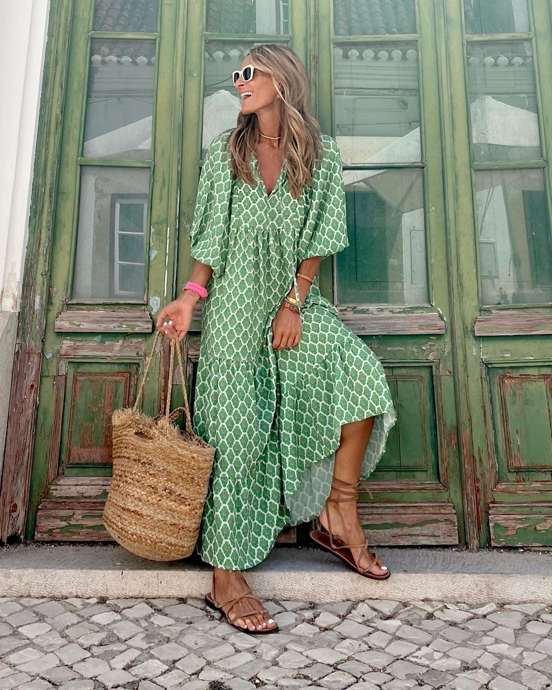 Damska Sukienka Boho o Eleganckiej, Zwiewnej Linii