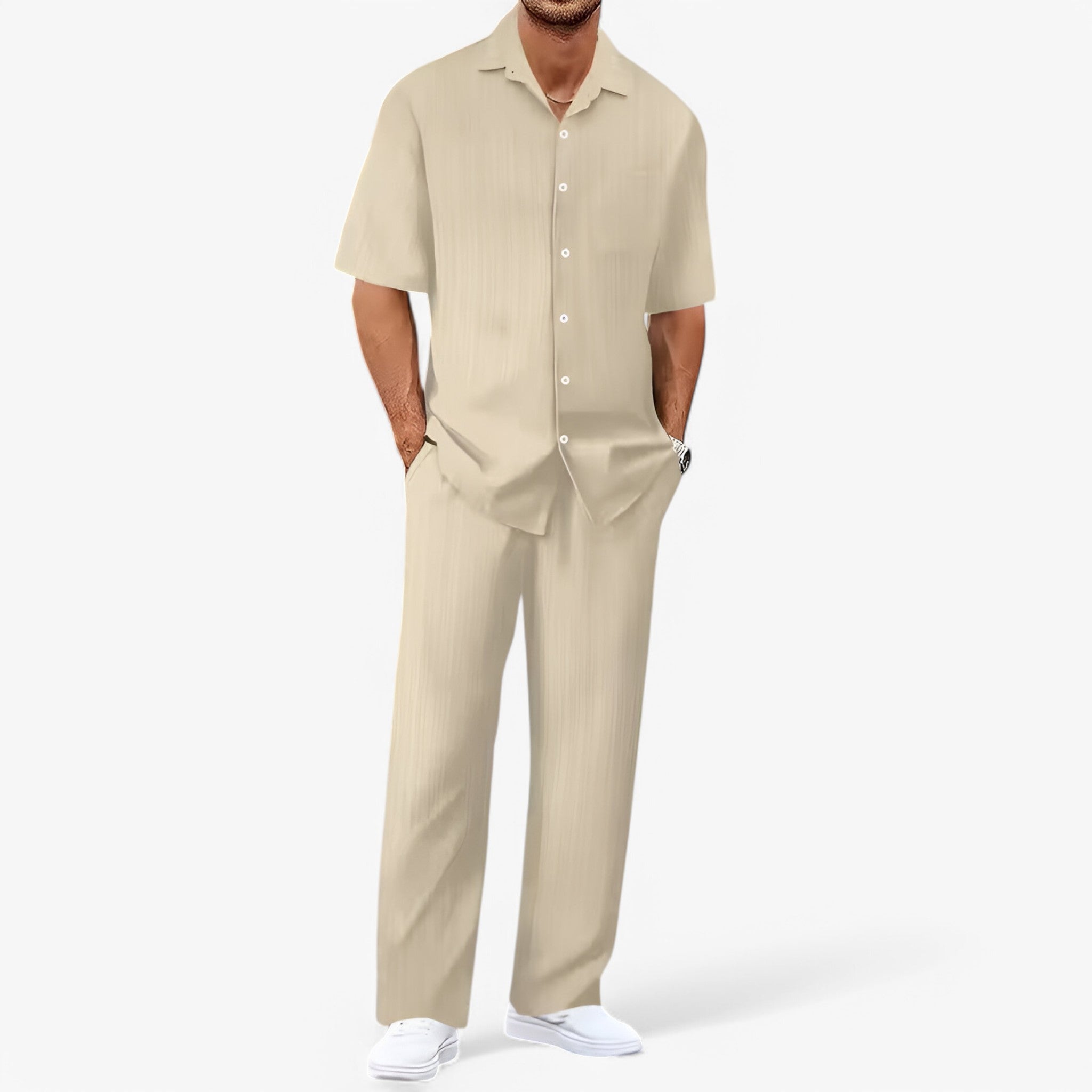 Men's Business Casual Set with Shirt and Pants in an Elegant, Modern Style