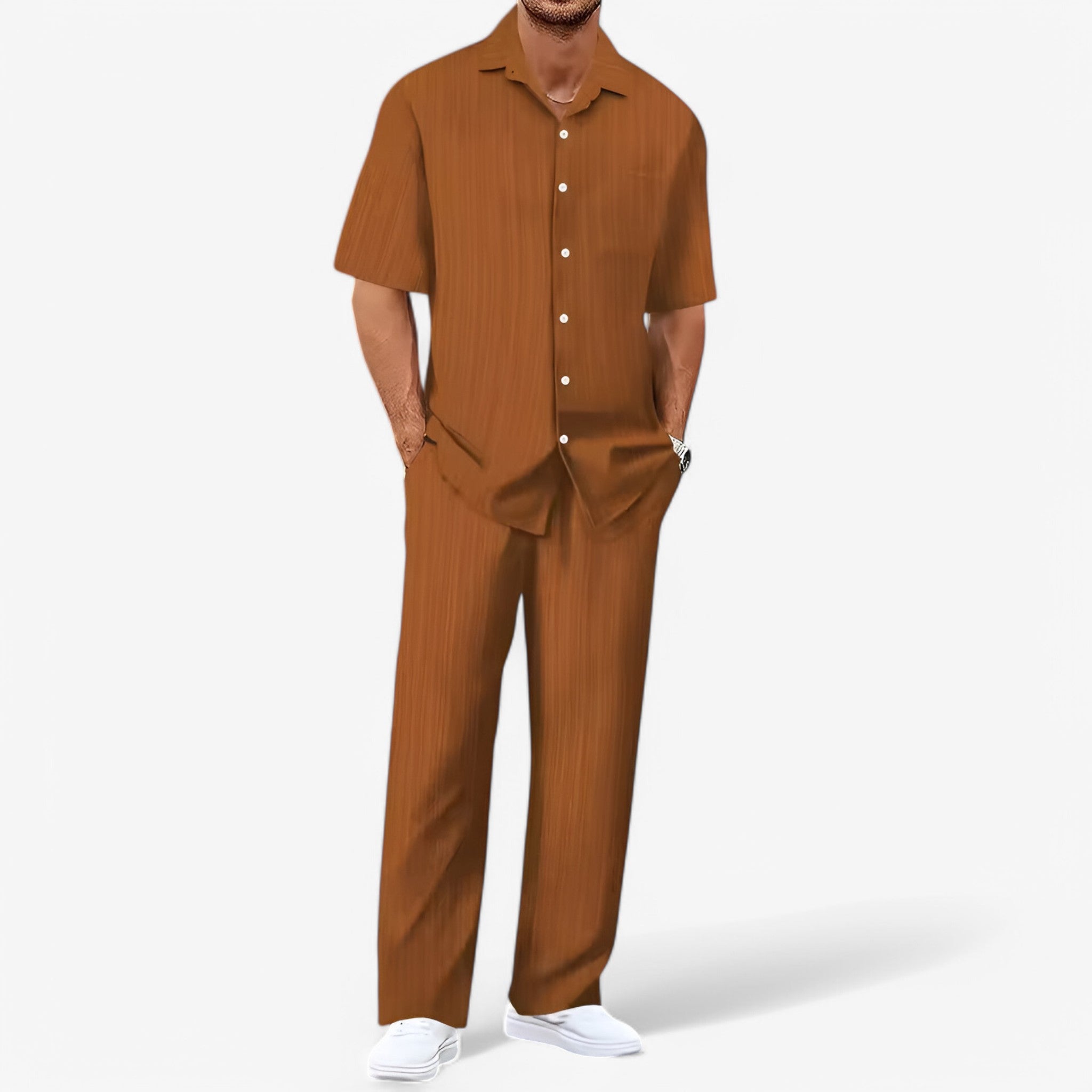 Men's Business Casual Set with Shirt and Pants in an Elegant, Modern Style