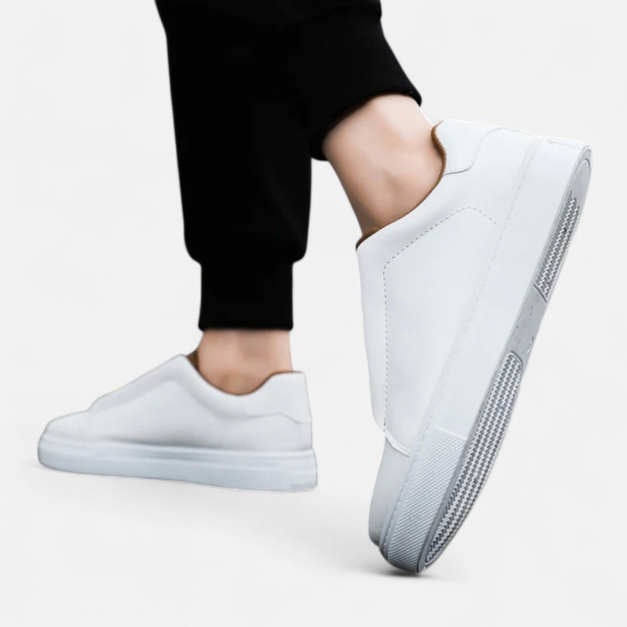 Męskie Sneakersy Slip‑On ze Skórzaną Cholewką i Wsparciem Łuku