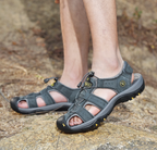 Męskie Skórzane Sandały Trekkingowe z Regulacją i Profilowaną Wkładką