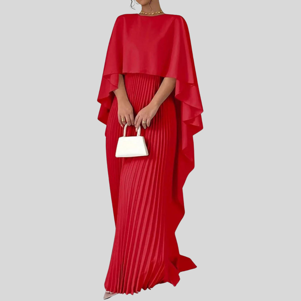 Elegancka Damska Maxi Sukienka z Rękawami Nietoperz