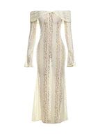 Elegantes Damen Spitzen-Maxikleid mit Carmenausschnitt