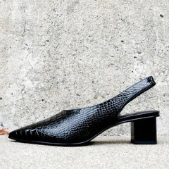 Damen Orthopädische Pumps mit Krokostruktur und Stabilem Absatz