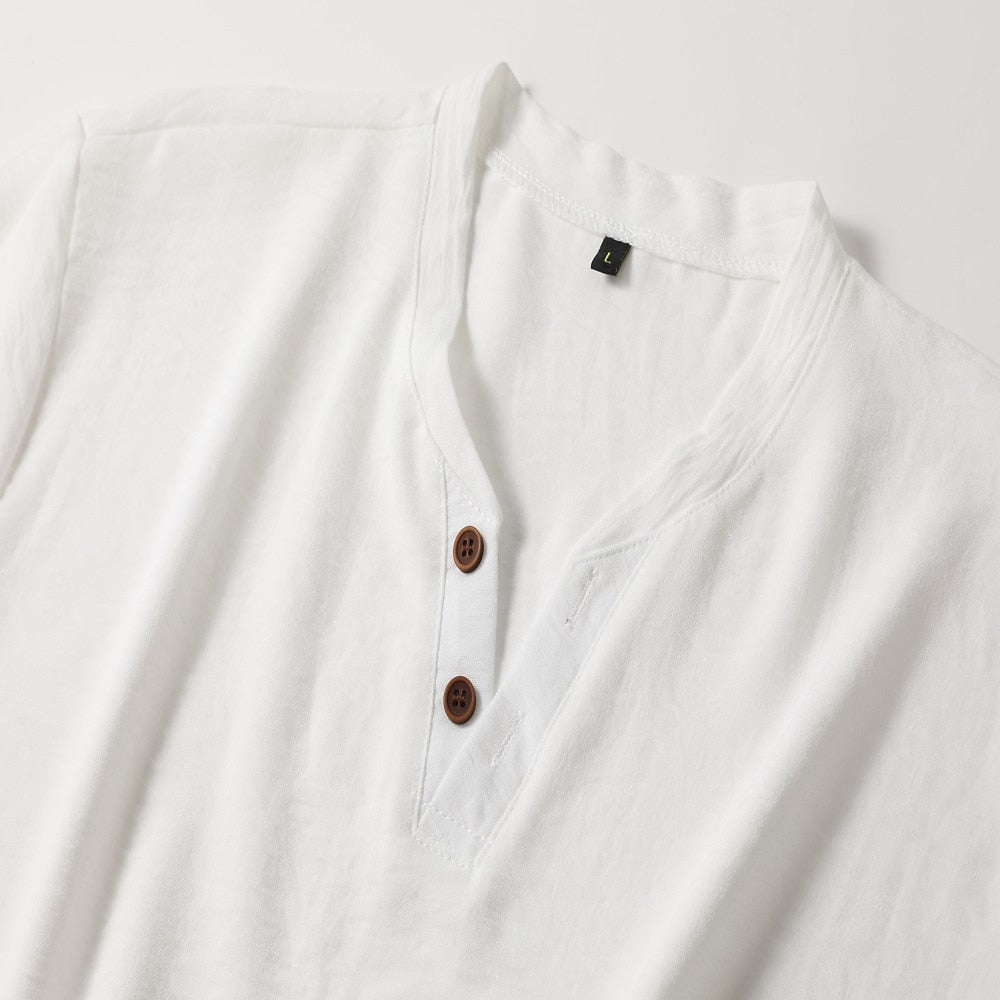 Męski T‑shirt V‑Neck Henley o Czystej Sylwetce