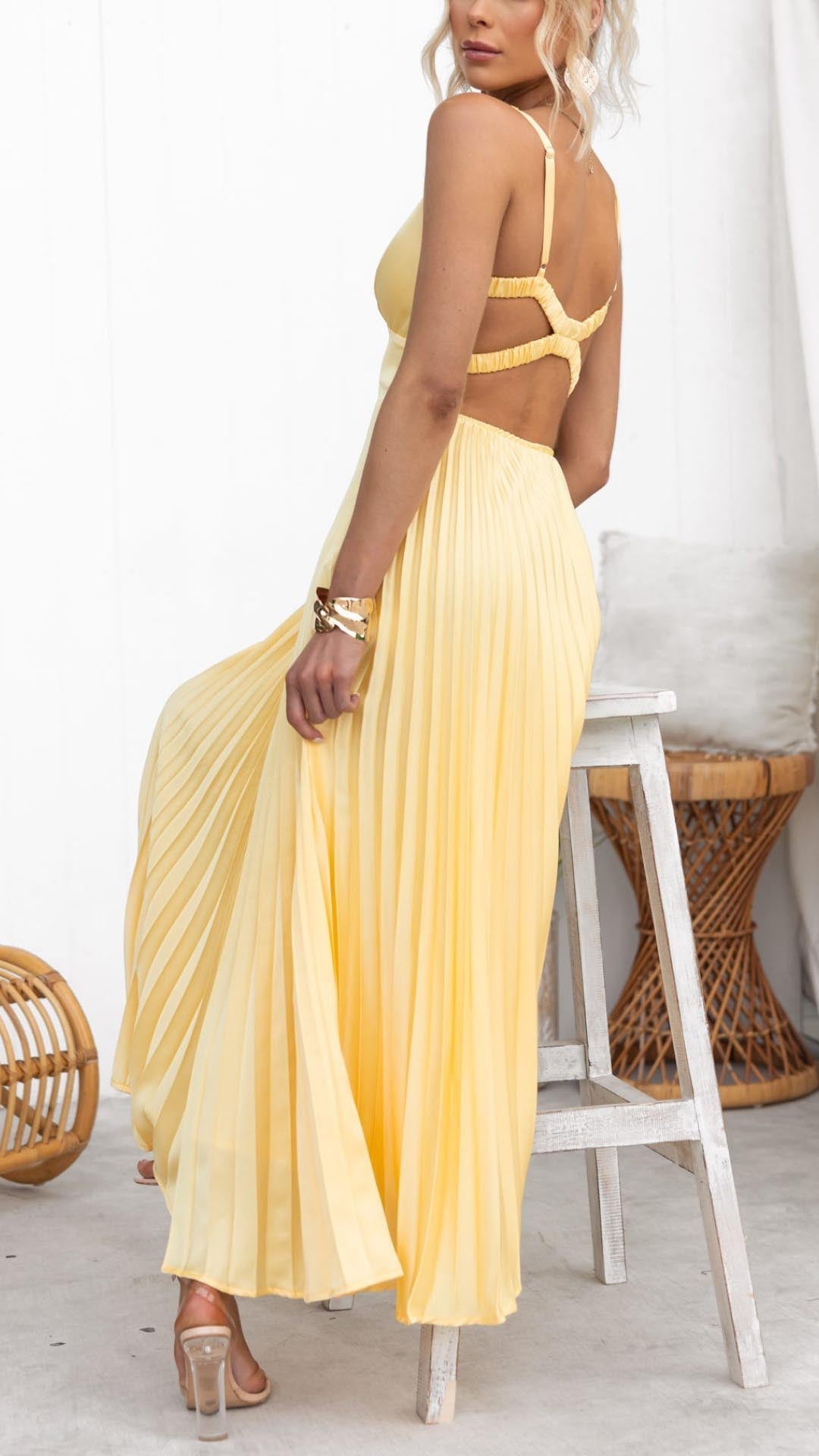Damen Midikleid, plissiert, elegant, luftig, leicht für den Sommer