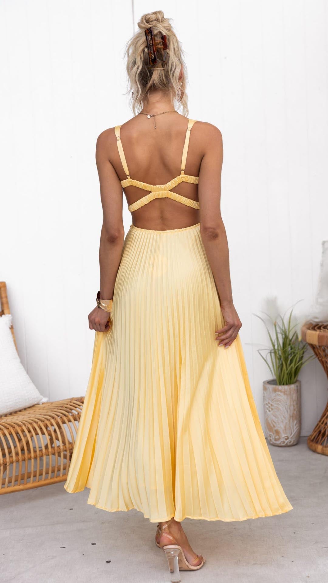 Damen Midikleid, plissiert, elegant, luftig, leicht für den Sommer