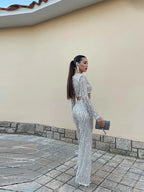 Elegancki Damski Dwuczęściowy Zestaw z Połyskiem