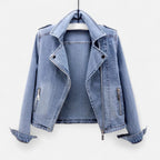 Damska Kurtka Denim Cropped o Nowoczesnej Linii