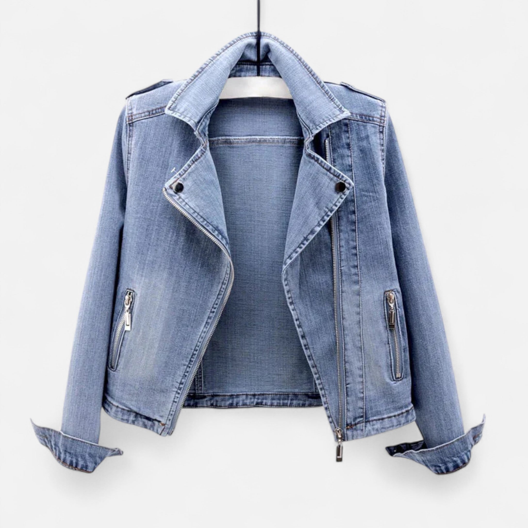 Damska Kurtka Denim Cropped o Nowoczesnej Linii