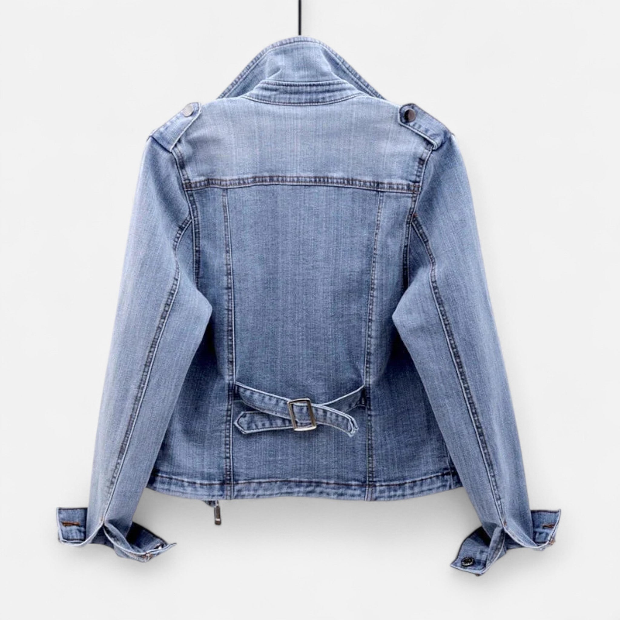 Damska Kurtka Denim Cropped o Nowoczesnej Linii