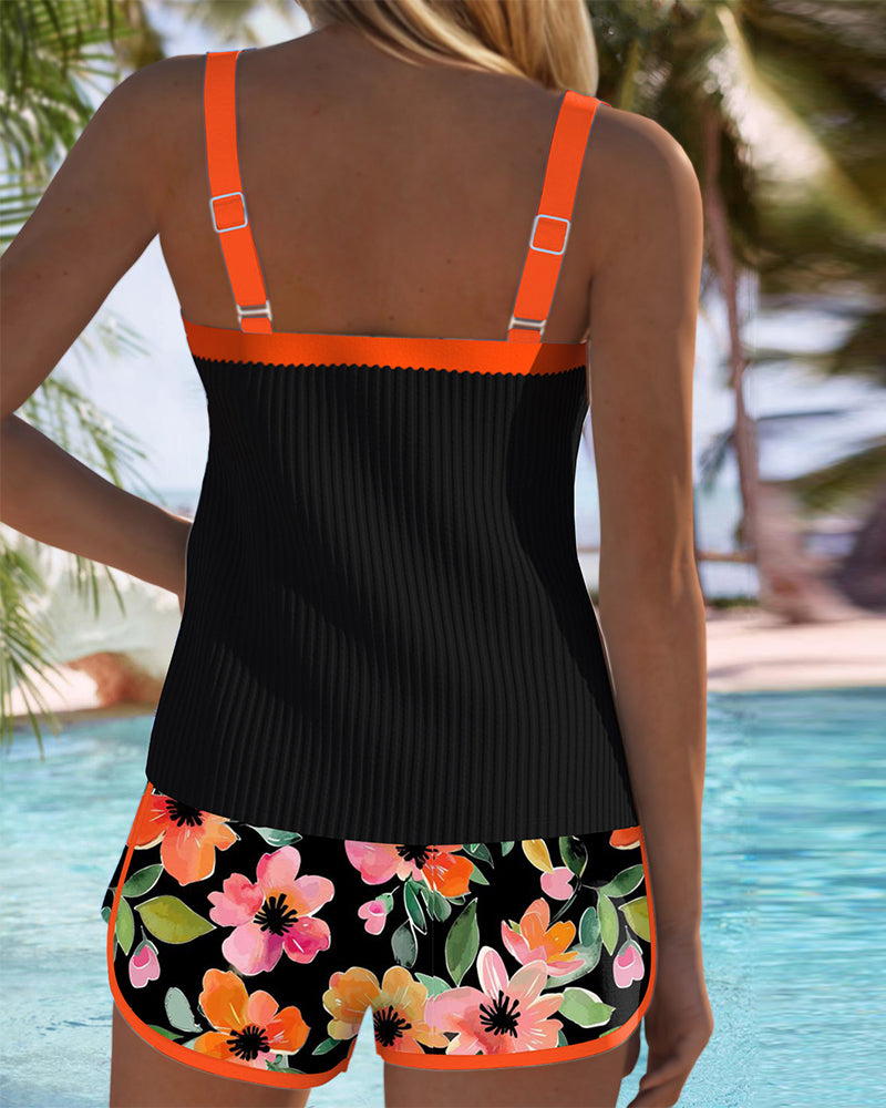 Damski Zestaw Tankini z Elegancką Górą i Wygodnymi Szortami