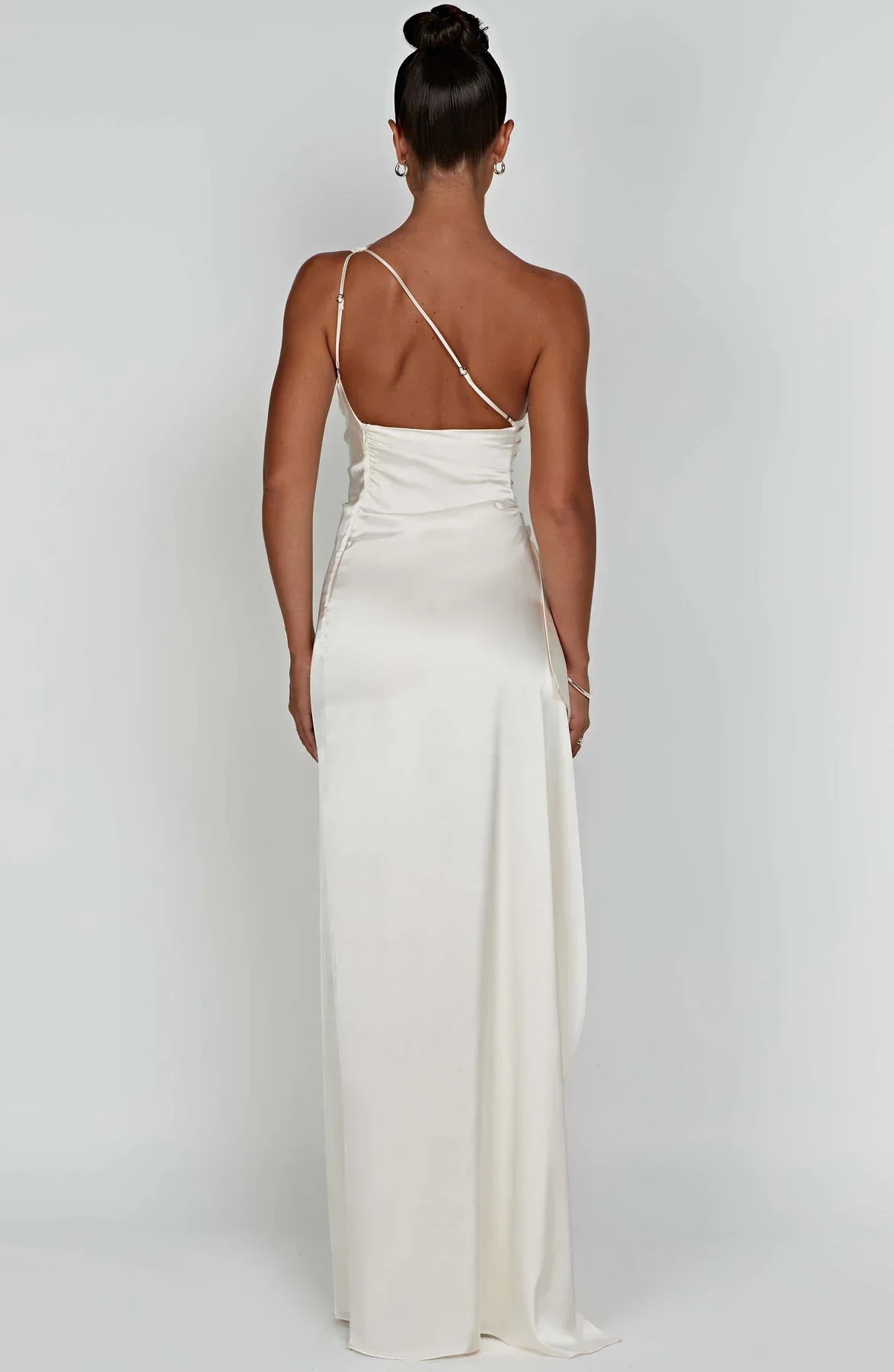 Women's Satin Dress with Single Strap and Slit