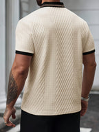 Męskie Teksturowane Polo Slim Fit z Krótkim Rękawem