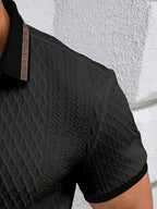 Męskie Teksturowane Polo Slim Fit z Krótkim Rękawem