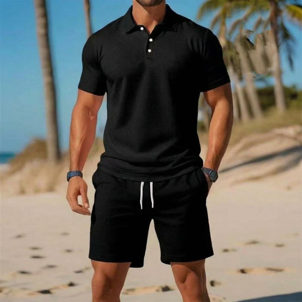Men's Summer Two-Piece Set Made of Lightweight Knitwear