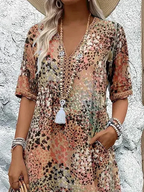 Damen Kleid mit lockerem Schnitt und Blumenmuster