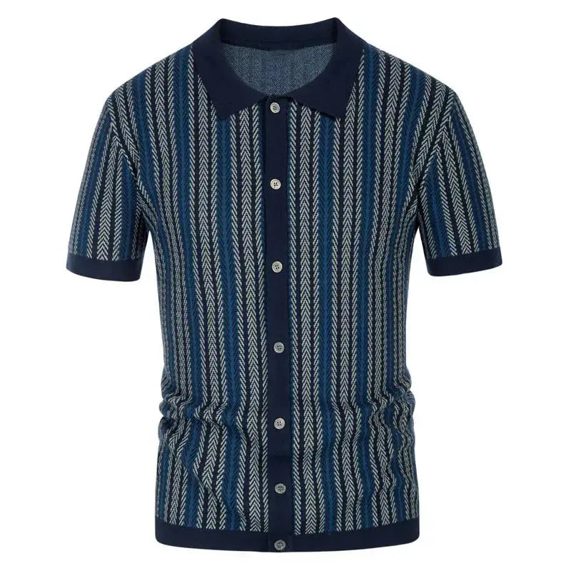 Bawełniane Polo z Kołnierzykiem Button‑Down i Wzorem Jodełki